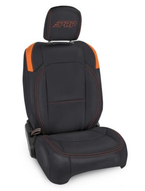 Jeep Gladiator JT Front Seat Covers - PRP Seats - Molle Back - Black/Orange - `20-`27